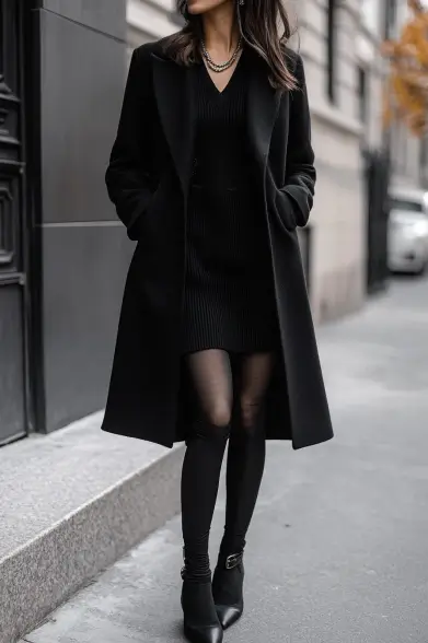 black sweater dress outfit ideas 